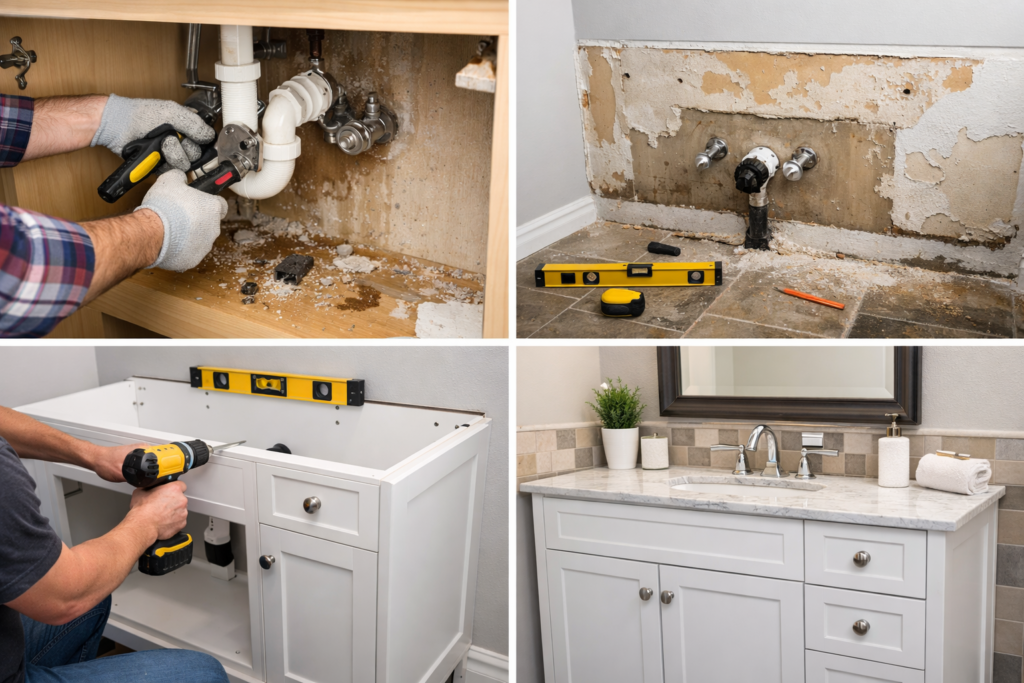 replace bathroom vanity